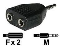 C2G Stereo/Dual Stereo Adapter 2x Stereo 3.5mm FM 3.5mm Stereo M Zwart