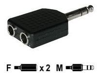 C2G Stereo/Dual Stereo Adapter 2x Stereo 6.3mm FM 6.3mm Stereo M Zwart